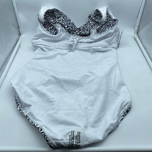 Lands’ End Women’s Tank Swimsuit Bathing Suit Slimming Paisley Black Size Medium - Picture 11 of 12